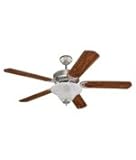 IMAGE OF Monte Carlo 5QP52BPD-L Quality Pro Deluxe 52-Inch Ceiling Fan with Limiter and Bulbs American Walnut Blades, Brushed Pewter