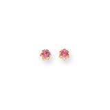 14k Gold 4mm Synthetic Pink Tourmaline (Oct) Screwback Earrings