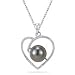 0.21 Cts Diamond & Tahitian Pearl Heart Pendant in 18K White Gold