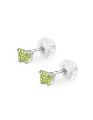 Baby 14K White Gold Peridot C.Z. Butterfly Stud Earrings