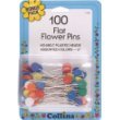 100 Flat Flower Pins 2" Assorted Colors