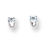 14k White Gold 3mm Aquamarine Stud Earrings