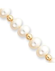 14k 8.5-10.5mm White Freshwater Cultured Pearl Gold Bead Necklace - PR36-16"