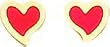 14K Yellow Gold Red Enameled Heart Stud Earrings New