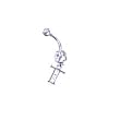 Stainless Steel Initial "T" Belly Ring with Clear CZ