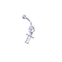 Stainless Steel Initial "T" Belly Ring with Clear CZ