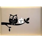 Macbook - Cute owl sitting on branch with apple face Macbook Symbol Keypad Iphone Apple Ipad Decal Skin Sticker Laptop
