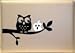 Macbook - Cute owl sitting on branch with apple face Macbook Symbol Keypad Iphone Apple Ipad Decal Skin Sticker Laptop