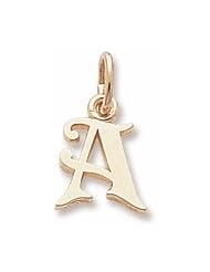 Rembrandt Charms, Letter A Charm in Solid Sterling Silver or Gold