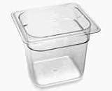 Cold Food Pan, 1/6 Size - 6-3/8x6-7/8, 6H, 2-1/2 qt Capacity, Clear Polycarbonate Resin. EA/Covers Sold Separately