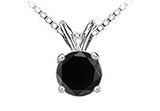 14K White Gold : Round Black Diamond Solitaire Pendant - 1.50 CT. TW.