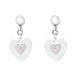 Silver Young Girl's Dangling Heart Earrings With Pink Sapphire Accent