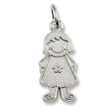 Hot Sale Rembrandt Charms, Girl w/ Flower Dress Charm, 14K White Gold, Engravable