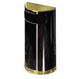 Designer Line#153; 9-Gal. Half-Round Waste Receptacle, Black/Brass (URISO810BPL)