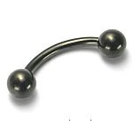 Black Implant Grade Titanium Eyebrow Ring with Plain Ball Ends 16 gauge 5/16