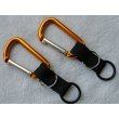 (2) Water Bottle Holders With Orange Aluminum Carabiner Attachments