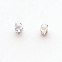 14k White Gold 3mm Opal Stud Earrings XBE118