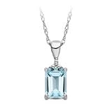 10kt. White Gold Aquamarine Pendant with Diamond Accents