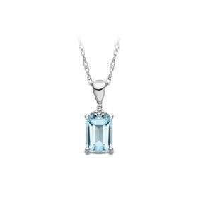 10kt. White Gold Aquamarine Pendant with Diamond Accents by