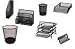 Set of Executive office Accessories Letter trays, paperclip , pen and business card holders, waste basket sorter &amp; file