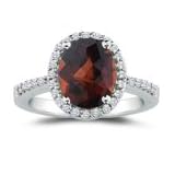 0.23 Cts Diamond and 1.46 Cts Garnet Ring in Platinum
