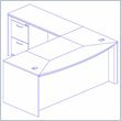 Mayline Corsica 72 Inch Bow Front Executive Computer Desk, Left Return, Center Drawer and Filing Cabinets