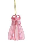 December Diamonds Pink Scuba Fin Ornament Embellished with Rhinestones