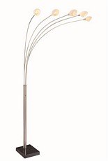 Lite Source LS-9486M/PS/FRO Multi-Lite 5-Lite Floor Lamp, Marble Base And Polished Steel with Frozen Glass Shade