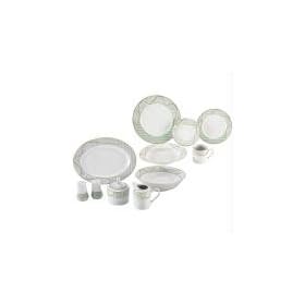 Buy 47pc Fine Porcelain China Set with Green and Gold Tone Trim
