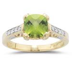 0.08 Ct Diamond & 1.59 Cts Peridot Ring in 14K Yellow Gold
