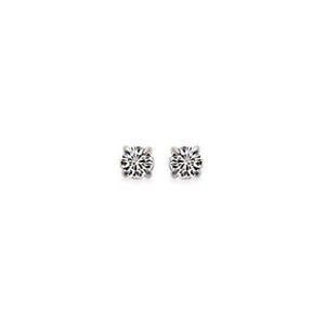 Boucles d'oreilles 2 mm Cristal Blanc Argent Massif