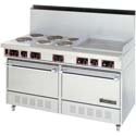 Commercial Electric Range 60W, 6 Burners, 2 Ovens, 24 Griddle
