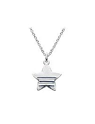 Kids Jewelry - Silver Enameled Nautical Star Necklace (14 or 16 Inch)
