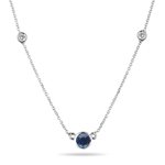 Sapphire Necklace - 0.10 Carat VS Diamond & Sapphire Bezel Necklace