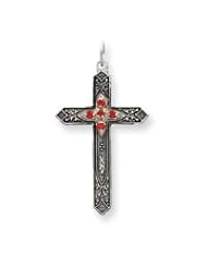 Sterling Silver Synthetic July Birthstone Cross Charm QC4334"