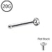 316L Surgical Steel Micro Nose Bone Ring 1.5mm Bezel Set stone 20G