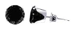 4 MM Round Black Cubic Zirconia .925 Sterling Silver Post Friction Back Stud Earrings