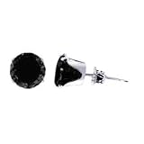 4 MM Round Black Cubic Zirconia .925 Sterling Silver Post Friction Back Stud Earrings
