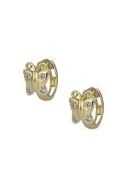 Girls Jewelry - 14K Yellow Gold CZ Butterfly Huggie Hoop Earrings