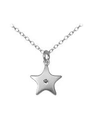 14 to 16 In Silver Diamond Star Pendant Childrens Necklace For Girls