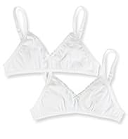 2 Pack Pure Cotton Lace Trim Bras