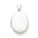 Sterling Silver Polished 21mm 2-frame Oval Locket with 20 inch Sterling Silver Chain