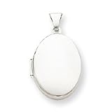 Sterling Silver Polished 21mm 2-frame Oval Locket with 20 inch Sterling Silver Chain