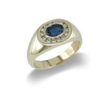 14K Gold Mens Sapphire and Diamond Ring Size 11