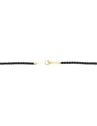 Black Braided Leather Cord Chain 14K Gold Yellow Ch756 18 Inch