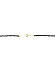 Black Braided Leather Cord Chain 14K Gold Yellow Ch756 16 Inch