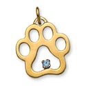 14k Puppy Paws Charm with a March, Aquamarine Gemstone