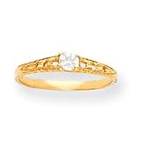 14k 3mm White Zircon Birthstone Childrens Ring - Size 3