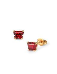 Children 14K Yellow Gold Garnet C.Z. Butterfly Stud Earrings