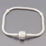 Believe Beads © 20cm Silver Plated Charm Bracelet with the word LOVE engraved on the clasp.